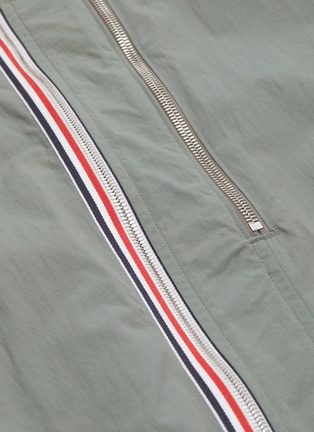  - THOM BROWNE  - Stripe sleeve double zip placket oversized bomber jacket