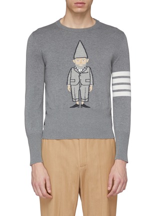 Main View - Click To Enlarge - THOM BROWNE  - Stripe sleeve gnome intarsia sweater