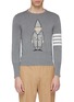 Main View - Click To Enlarge - THOM BROWNE  - Stripe sleeve gnome intarsia sweater