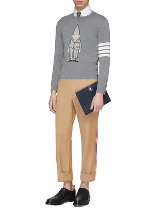 Figure View - Click To Enlarge - THOM BROWNE  - Stripe sleeve gnome intarsia sweater