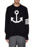 Main View - Click To Enlarge - THOM BROWNE  - Anchor stripe intarsia oversized sweater
