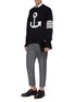 Figure View - Click To Enlarge - THOM BROWNE  - Anchor stripe intarsia oversized sweater