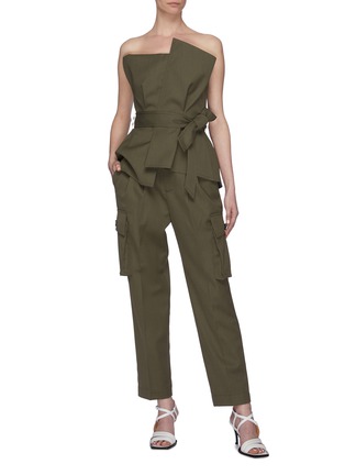 Figure View - Click To Enlarge - COMME MOI - Belted pleated cargo pants