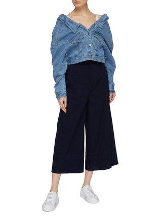 Figure View - Click To Enlarge - COMME MOI - Button back cropped denim jacket