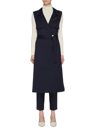 Main View - Click To Enlarge - COMME MOI - Colourblock pleated gusset belted sleeveless trench coat