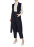 Figure View - Click To Enlarge - COMME MOI - Contrast topstitching side button wool blend pants