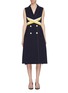 Main View - Click To Enlarge - COMME MOI - Contrast cross sash tie double breasted vest dress
