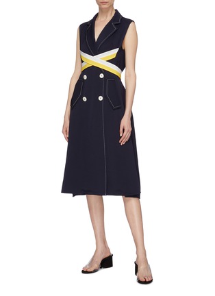 Figure View - Click To Enlarge - COMME MOI - Contrast cross sash tie double breasted vest dress
