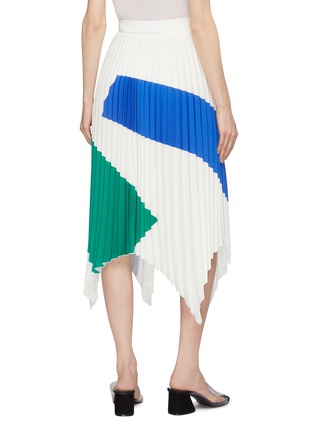 Back View - Click To Enlarge - COMME MOI - Geometric colourblock pleated handkerchief skirt