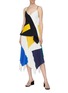 Figure View - Click To Enlarge - COMME MOI - Geometric colourblock pleated handkerchief skirt
