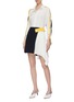 Figure View - Click To Enlarge - COMME MOI - Pleated drape colourblock skirt