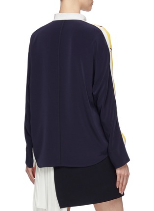 Back View - Click To Enlarge - COMME MOI - Stripe button sleeve colourblock shirt