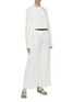 Figure View - Click To Enlarge - COMME MOI - Contrast waistband pinstripe twill wide leg pants