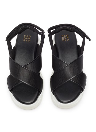 Detail View - Click To Enlarge - PEDDER RED - Matt' cross strap slingback platform sandals