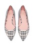 Detail View - Click To Enlarge - PEDDER RED - 'Janice' strass brooch houndstooth skimmer flats