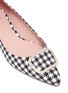 Detail View - Click To Enlarge - PEDDER RED - 'Janice' strass brooch houndstooth skimmer flats