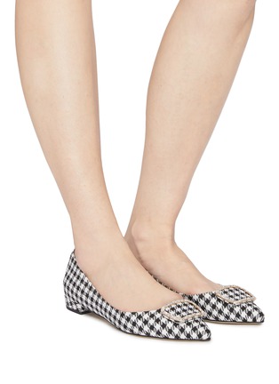 Figure View - Click To Enlarge - PEDDER RED - 'Janice' strass brooch houndstooth skimmer flats