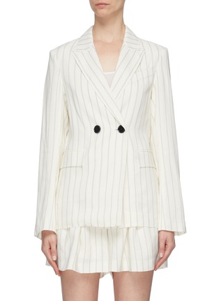 Main View - Click To Enlarge - COMME MOI - Pinstripe double breasted blazer