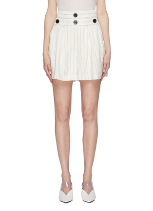 Main View - Click To Enlarge - COMME MOI - Mock button waist pinstripe suiting shorts