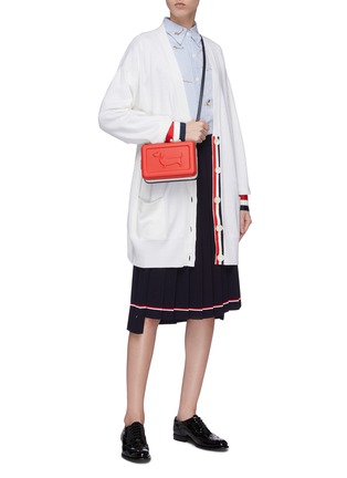 Figure View - Click To Enlarge - THOM BROWNE  - Stripe cuff oversized wool cardigan