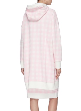 Back View - Click To Enlarge - THOM BROWNE  - Stripe sleeve gingham check oversized hoodie