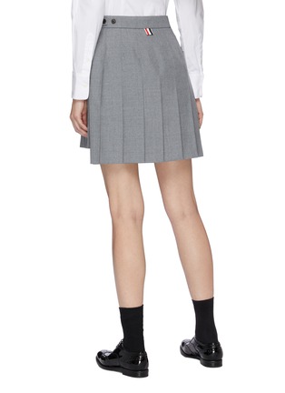 Back View - Click To Enlarge - THOM BROWNE  - Pleated wool-blend high-low skirt