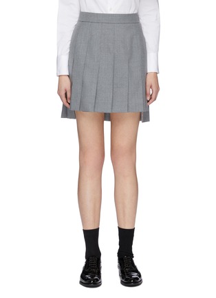 Main View - Click To Enlarge - THOM BROWNE  - Pleated wool-blend high-low skirt
