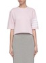 Main View - Click To Enlarge - THOM BROWNE  - Stripe sleeve cropped boxy French terry T-shirt