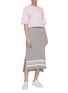Figure View - Click To Enlarge - THOM BROWNE  - Stripe sleeve cropped boxy French terry T-shirt