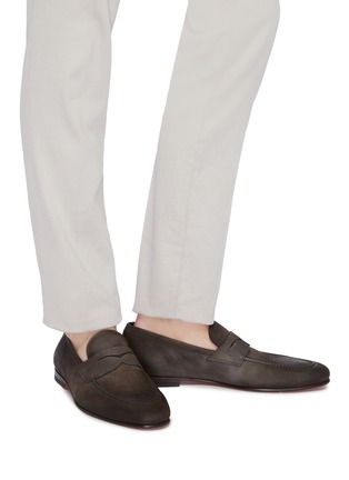 Figure View - Click To Enlarge - SANTONI - Leather penny loafers