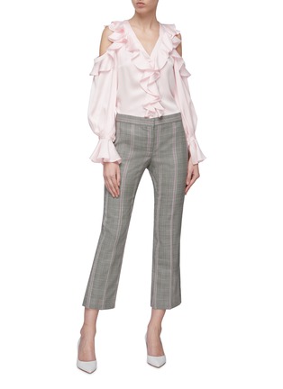 Figure View - Click To Enlarge - ALEXANDER MCQUEEN - Houndstooth check plaid virgin wool flared pants