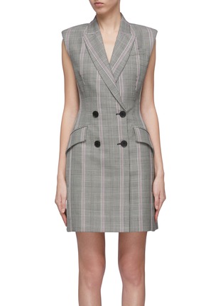 Main View - Click To Enlarge - ALEXANDER MCQUEEN - Double breasted houndstooth check plaid virgin wool dress