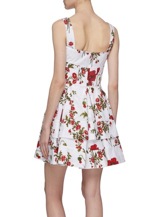 Back View - Click To Enlarge - ALEXANDER MCQUEEN - Flared tiered poppyfield print sleeveless dress