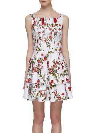 Main View - Click To Enlarge - ALEXANDER MCQUEEN - Flared tiered poppyfield print sleeveless dress