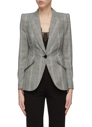Main View - Click To Enlarge - ALEXANDER MCQUEEN - Houndstooth check plaid virgin wool blazer