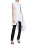 Figure View - Click To Enlarge - ALEXANDER MCQUEEN - Asymmetric flared hem broderie anglaise trim shirt