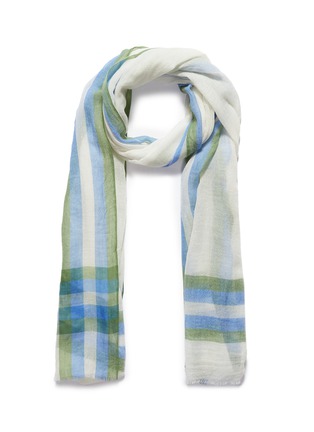 Main View - Click To Enlarge - JANAVI - 'Stripe' tartan plaid border Merino wool scarf