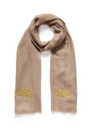 Main View - Click To Enlarge - JANAVI - 'Pig' embroidered Merino wool scarf