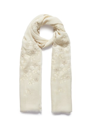 Main View - Click To Enlarge - JANAVI - 'Falling Flowers' embroidered cashmere scarf