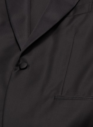  - ISAIA - Grosgrain peaked lapel Aquaspider wool twill tuxedo suit