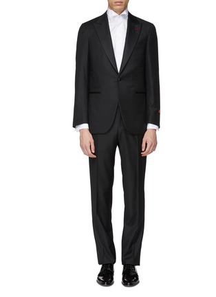 Main View - Click To Enlarge - ISAIA - Grosgrain peaked lapel Aquaspider wool twill tuxedo suit