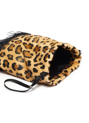Detail View - Click To Enlarge - SIMONETTA RAVIZZA - 'Furrissima' ostrich feather trim leopard print mink fur drawstring pouch