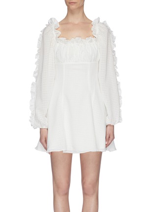 Main View - Click To Enlarge - C/MEO COLLECTIVE - 'Perfect Part' ruffle trim check mini dress