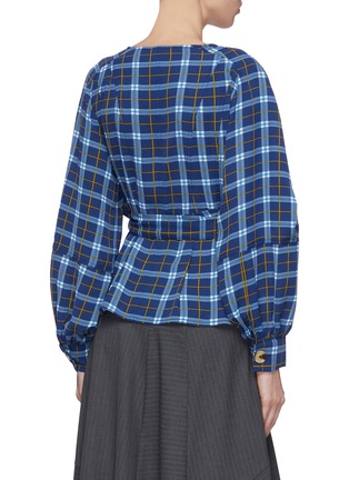Back View - Click To Enlarge - C/MEO COLLECTIVE - 'Define' check plaid wrap top