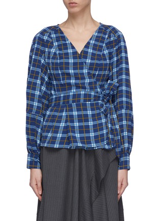 Main View - Click To Enlarge - C/MEO COLLECTIVE - 'Define' check plaid wrap top