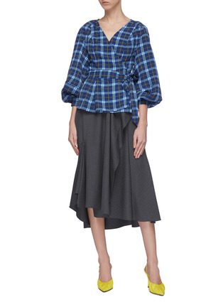 Figure View - Click To Enlarge - C/MEO COLLECTIVE - 'Define' check plaid wrap top