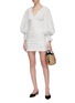 Figure View - Click To Enlarge - C/MEO COLLECTIVE - 'Suffuse' puff sleeve pleated trim pinstripe dress