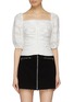 Main View - Click To Enlarge - C/MEO COLLECTIVE - 'Solitude' neck tie puff sleeve textured stripe top