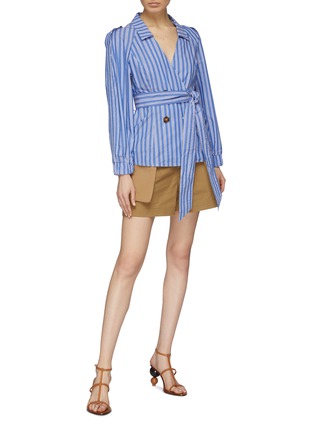 Figure View - Click To Enlarge - C/MEO COLLECTIVE - 'Motivations' belted stripe double breasted shirt