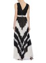 Back View - Click To Enlarge - ALICE & OLIVIA - 'Tess' lace trim pleated V-neck dress